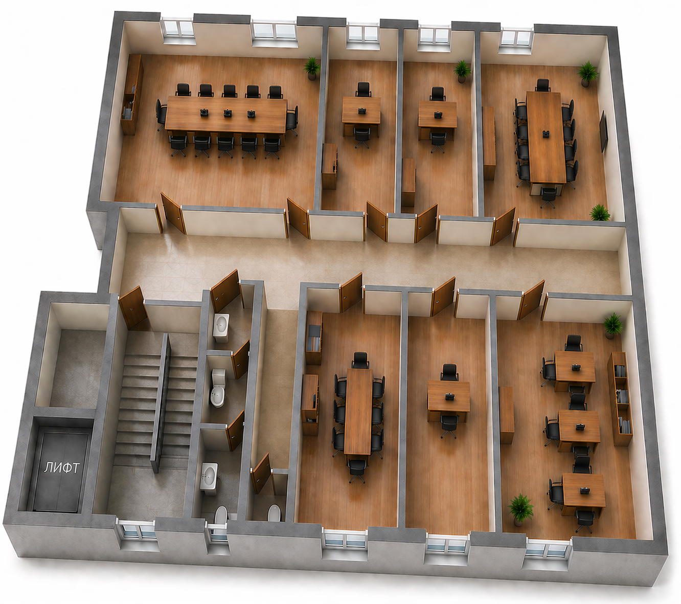 Планировка офиса 175 м²